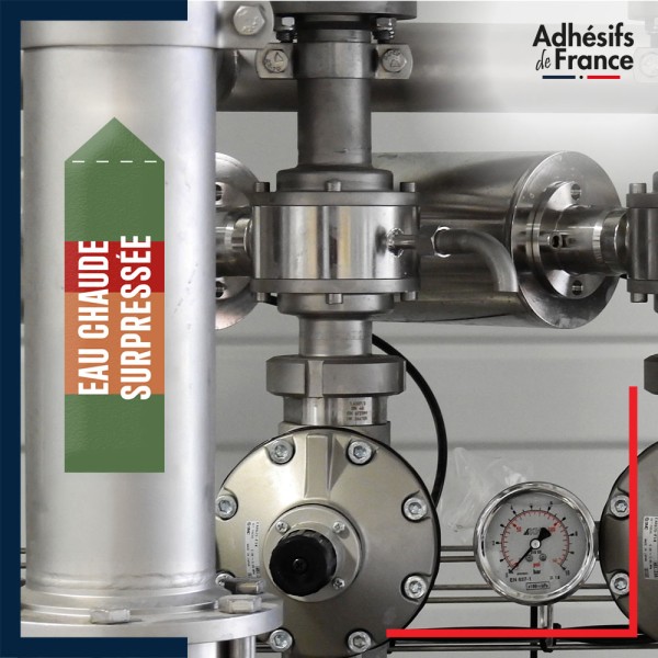 Marqueur tuyauterie norme française NFX eau - adhésif laminé colle forte - Eau surpressée