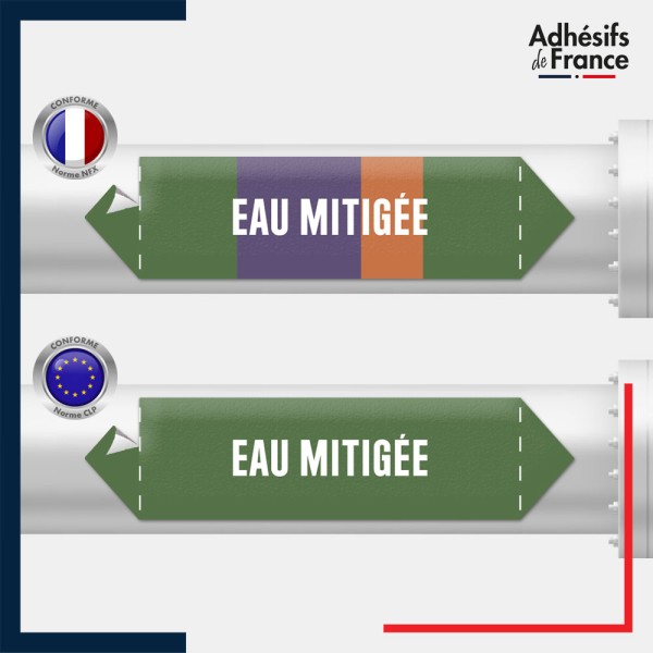 Vinyle adhésif de Tuyauterie norme NFX ou CLP - Eau mitigée