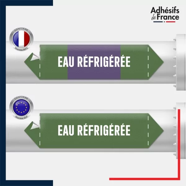 Vinyle adhésif de Tuyauterie norme NFX ou CLP - Eau réfrigérée
