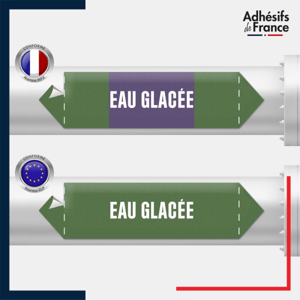 Vinyle adhésif de Tuyauterie norme NFX ou CLP - Eau glacée