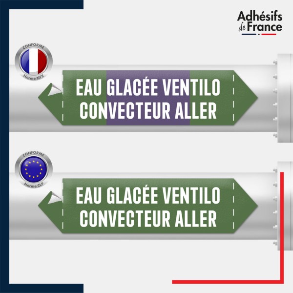 Vinyle adhésif de Tuyauterie norme NFX ou CLP - Eau glacée ventilo convecteur aller
