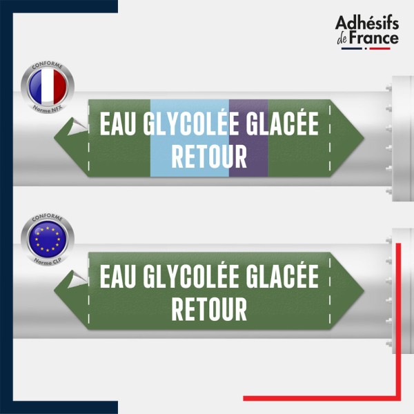 Vinyle adhésif de Tuyauterie norme NFX ou CLP - Eau glycolée glacée retour