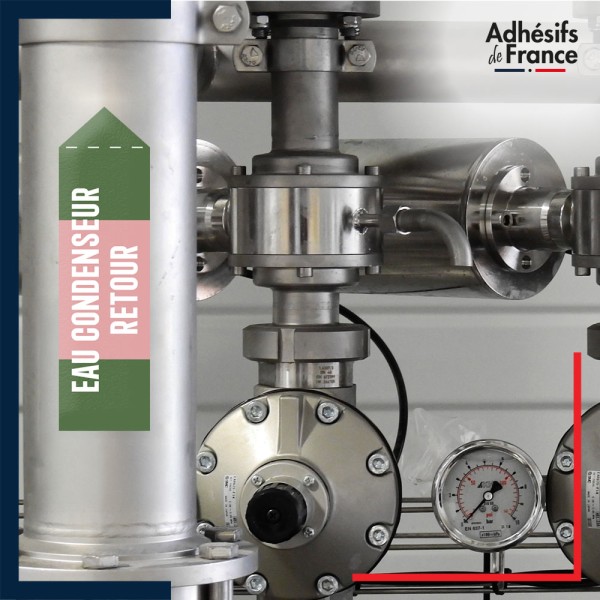 Marqueur tuyauterie norme française NFX eau - adhésif laminé colle forte - Eau  condenseur retour