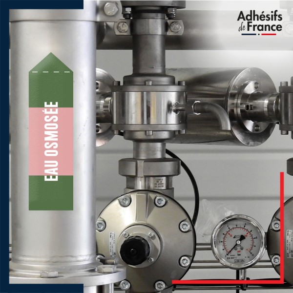 Marqueur tuyauterie norme française NFX eau - adhésif laminé colle forte - Eau osmosée