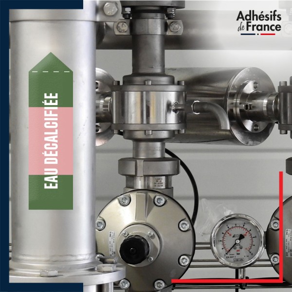 Marqueur tuyauterie norme française NFX eau - adhésif laminé colle forte - Eau décalcifiée