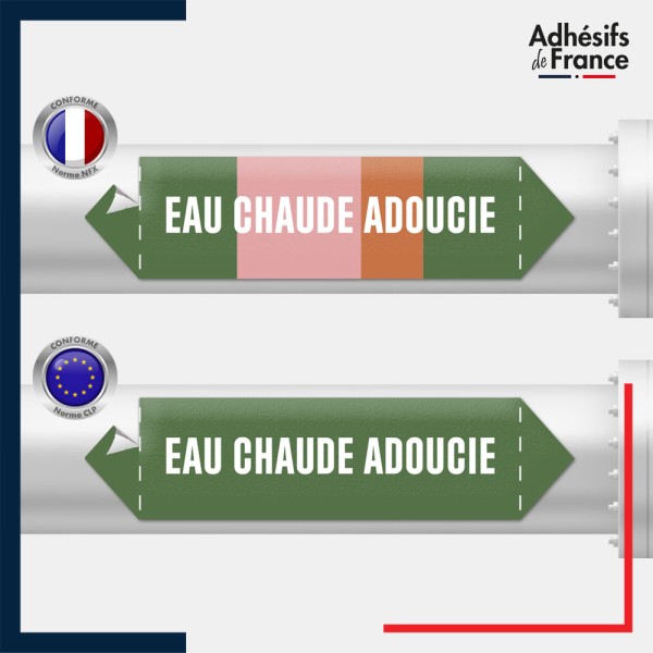 Vinyle adhésif de Tuyauterie norme NFX ou CLP - Eau chaude adoucie