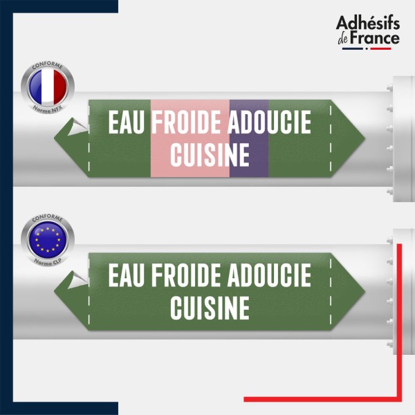 Vinyle adhésif de Tuyauterie norme NFX ou CLP - Eau froide adoucie cuisine