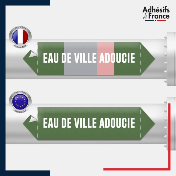 Vinyle adhésif de Tuyauterie norme NFX ou CLP - Eau de ville adoucie