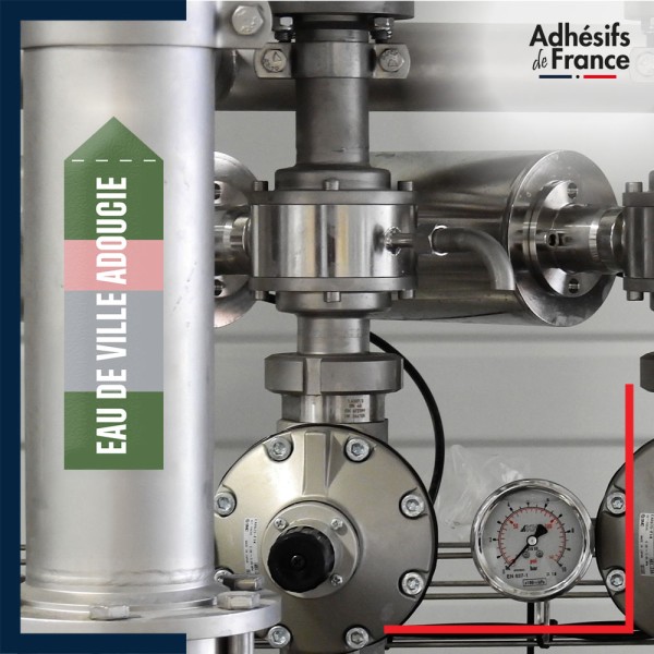 Marqueur tuyauterie norme française NFX eau - adhésif laminé colle forte - Eau de ville adoucie