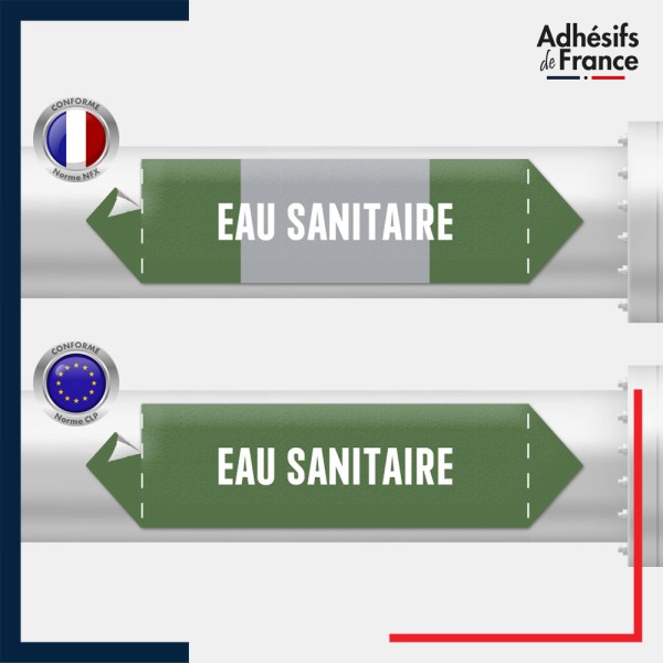 Vinyle adhésif de Tuyauterie norme NFX ou CLP - Eau sanitaire