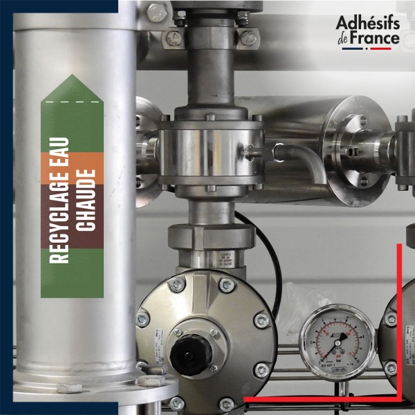 Marqueur tuyauterie norme française NFX eau - adhésif laminé colle forte - Recyclage eau chaude