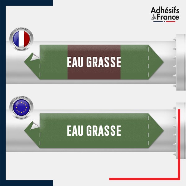 Vinyle adhésif de Tuyauterie norme NFX ou CLP - Eau grasse