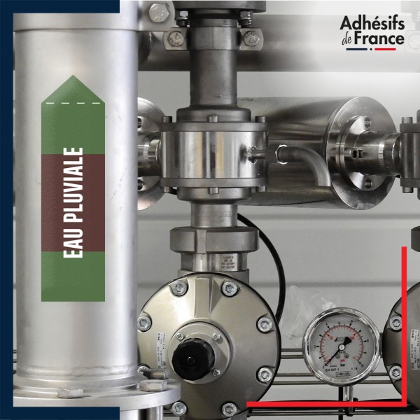 Marqueur tuyauterie norme française NFX eau - adhésif laminé colle forte - Eau pluviale