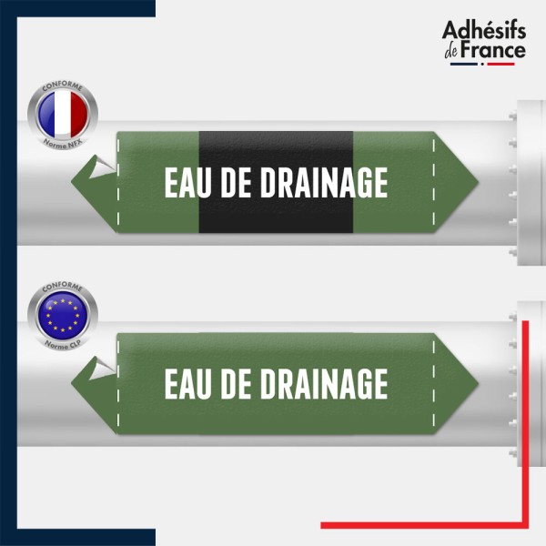 Vinyle adhésif de Tuyauterie norme NFX ou CLP - Eau de drainage