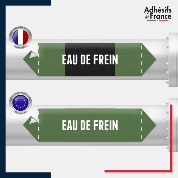 Vinyle adhésif de Tuyauterie norme NFX ou CLP - Eau de frein