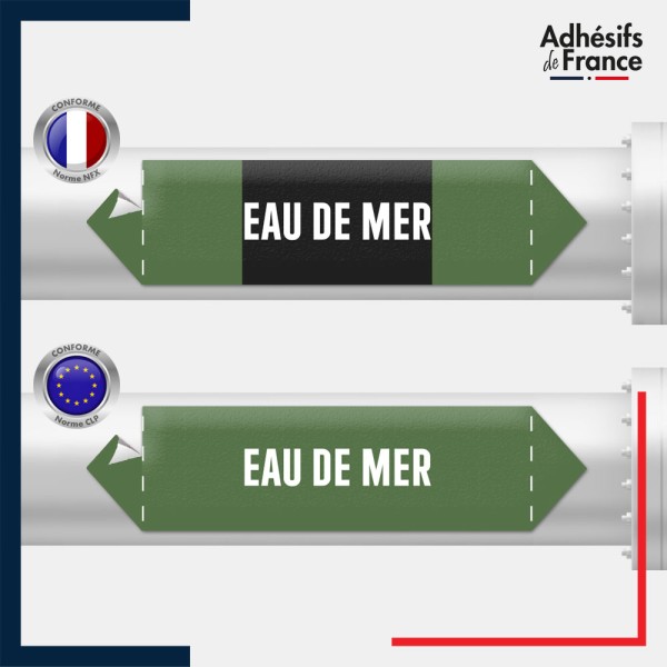 Vinyle adhésif de Tuyauterie norme NFX ou CLP - Eau de mer