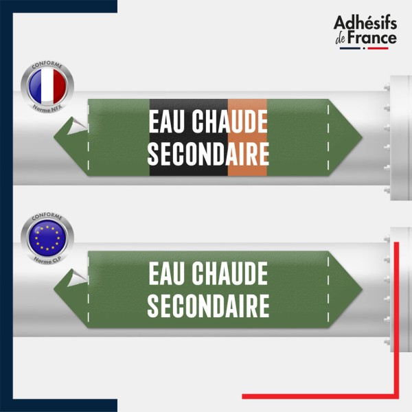 Vinyle adhésif de Tuyauterie norme NFX ou CLP - Eau chaude secondaire