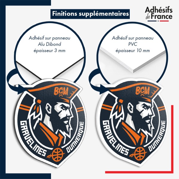 sticker sur plaque aluminium dibond ou panneau PVC logo Basket - BCM - Gravelines Dunkerque