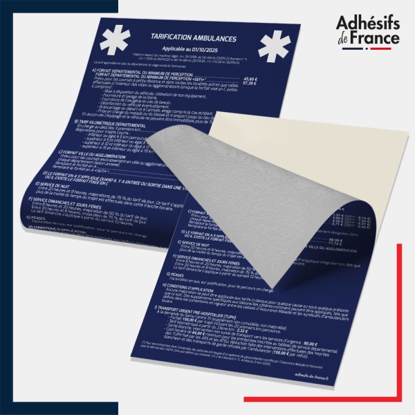 vinyle adhésif tarification ambulances - Fond bleu