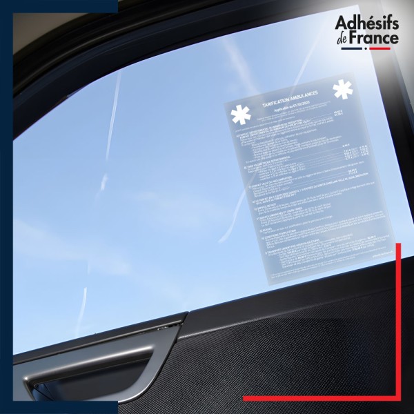 sticker transparent tarif vitre ambulances
