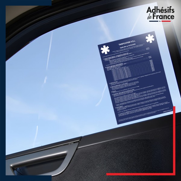 sticker tarif vitre VSL - ZONE A - Fond bleu