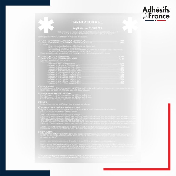 adhésif transparent tarif VSL - ZONE B
