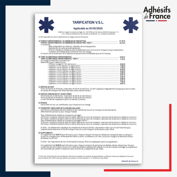 adhésif tarif VSL - ZONE C