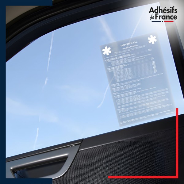 sticker transparent tarif vitre VSL - ZONE D