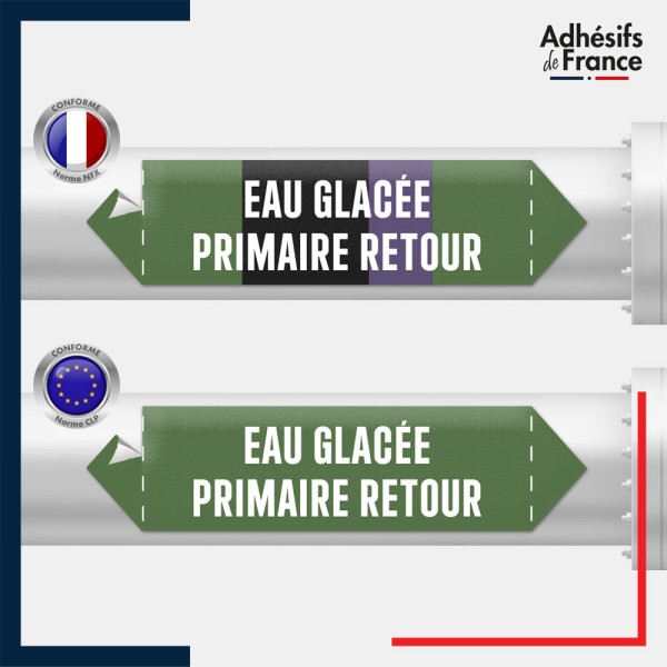 Vinyle adhésif de Tuyauterie norme NFX ou CLP - Eau glacée primaire retour