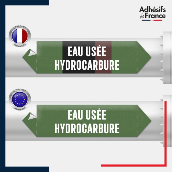 Vinyle adhésif de Tuyauterie norme NFX ou CLP - Eau usée hydrocarbure