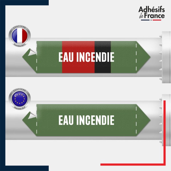 Vinyle adhésif de Tuyauterie norme NFX ou CLP - Eau - eau incendie