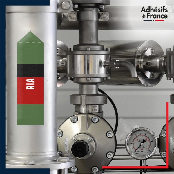 Marqueur tuyauterie norme française NFX eau - adhésif laminé colle forte - Eau - RIA