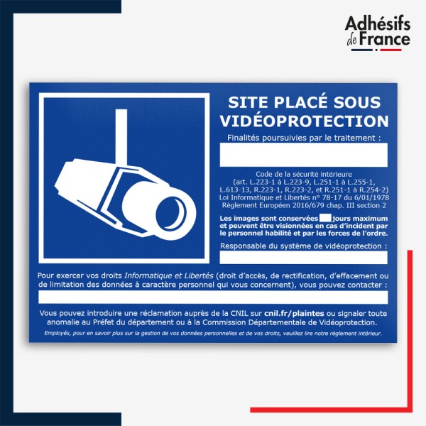 Affichage réglementaire vidéoprotection - Site sous vidéoprotection