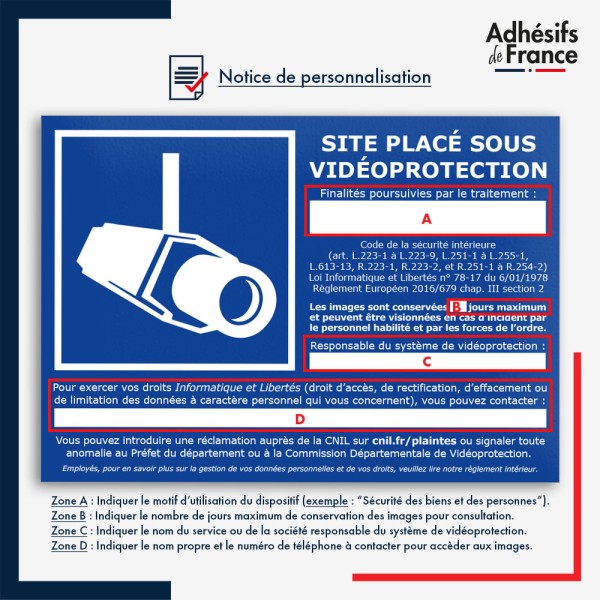 signalétique personnalisée vidéoprotection - Site sous vidéoprotection