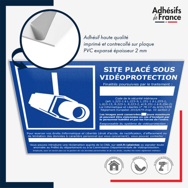 Panneau PVC Affichage légal vidéoprotection - Site sous vidéoprotection