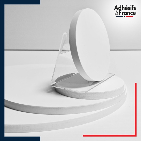 plaque PVC blanc mousse expansé rond à la coupe