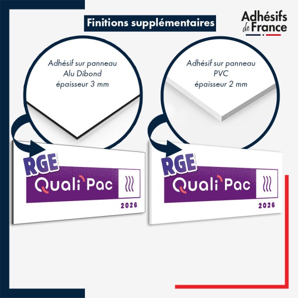 plaque pvc ou aluminium logo RGE QualiPAC