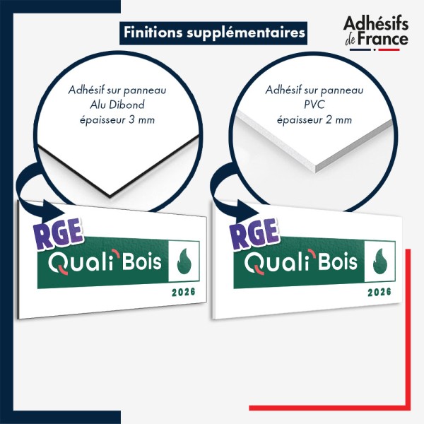 plaque pvc ou aluminium logo RGE QualiBois