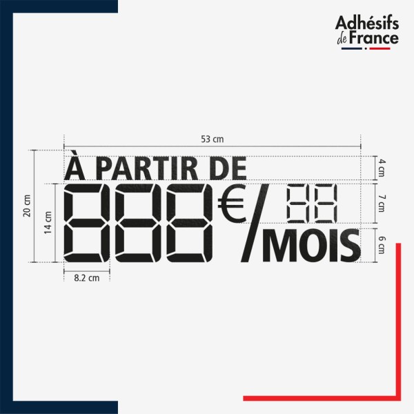 choix dimensions adhésifs chiffres digitaux mensualités à partir de