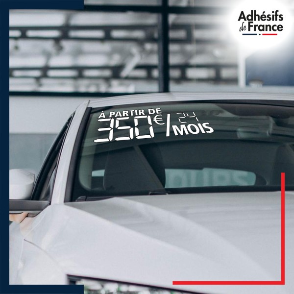 chiffres digitaux en vinyle adhésif mensualités à partir de pare-brise coloris blanc