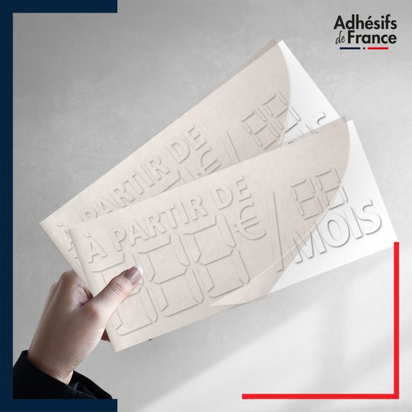 Sticker véhicule chiffres digitaux mensualités à partir de coloris blanc