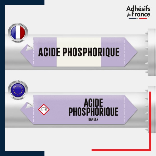 Vinyle adhésif de Tuyauterie norme NFX ou CLP - Acide phosphorique