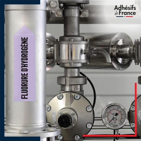 Marqueur tuyauterie norme française NFX acide - adhésif laminé colle forte - Fluorure d'hydrogène