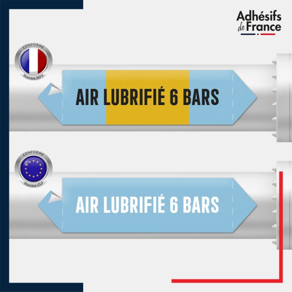 Vinyle adhésif de Tuyauterie norme NFX ou CLP - Air lubrifié 6 bars