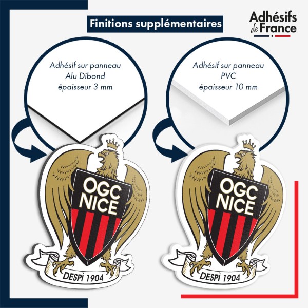 Logo du club OGC Nice en panneau dibond et pvc