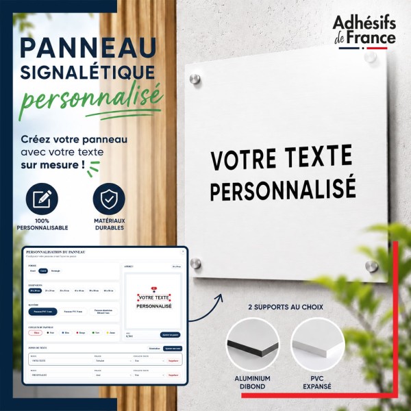 panneau signalétique personnalisé en aluminium dibond ou pvc