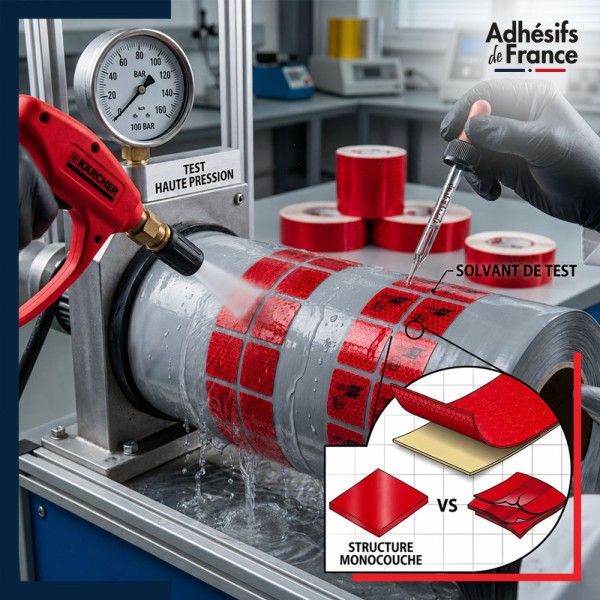 Résistance bande réfléchissante rouge microprismatique homologuée ECE 104 pour balisage poids lourds