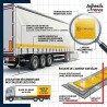 Marquage réglementaire ECE 104 sur bande réfléchissante jaune pour poids lourds bâchés