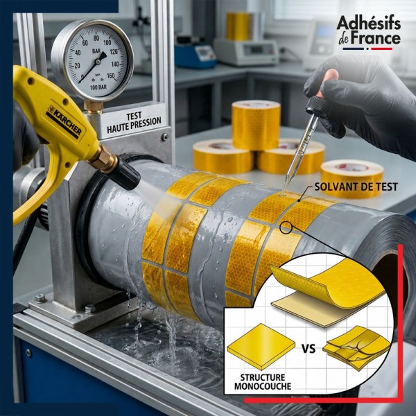 Résistance bande jaune réfléchissante microprismatique homologuée ECE 104 pour balisage cuve citerne