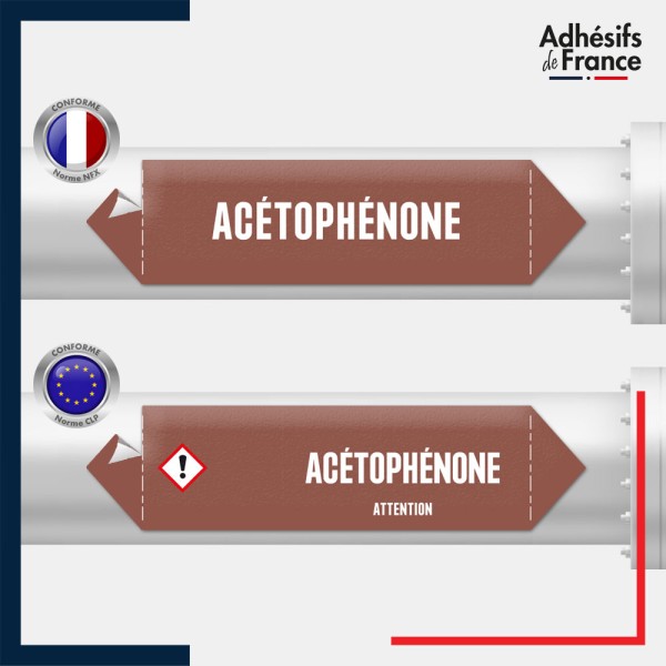 Marqueur adhésif Tuyauterie - Inflammable - Acétophénone norme NFX ou CLP